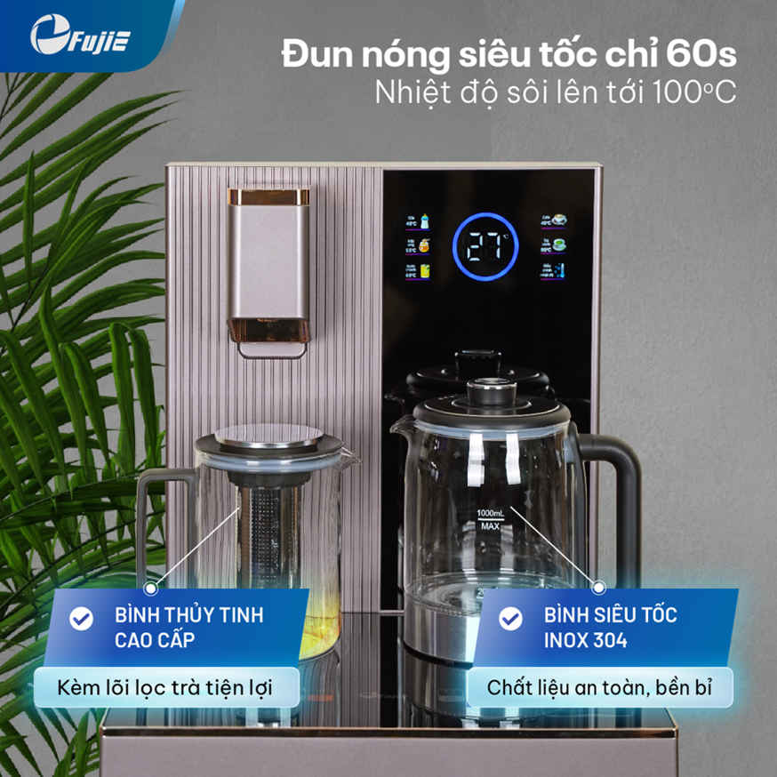 Cây nước nóng lạnh bàn trà có ngăn hỗ trợ khử khuẩn UV FujiE TB238UV